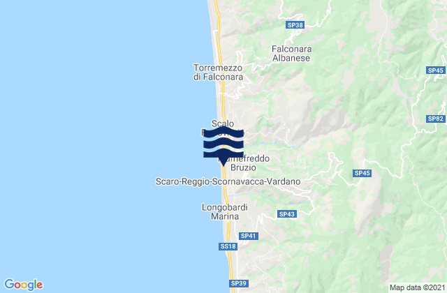 Karte der Gezeiten Fiumefreddo Bruzio, Italy