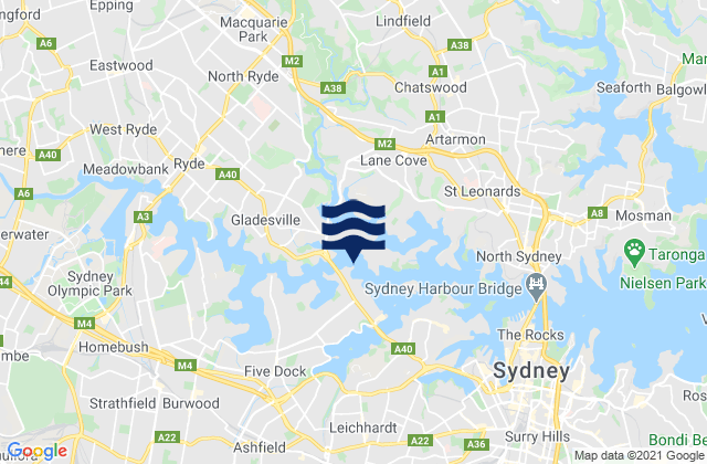 Karte der Gezeiten Five Dock Bay, Australia