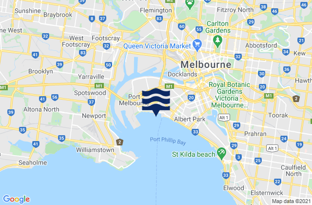 Karte der Gezeiten Flemington, Australia