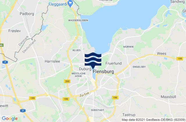 Karte der Gezeiten Flensburg, Germany