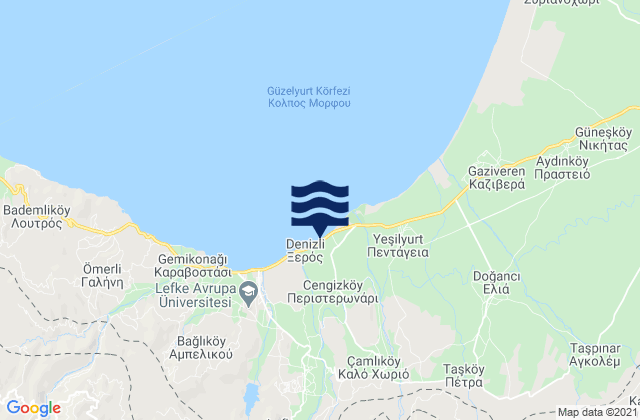 Karte der Gezeiten Flásou, Cyprus