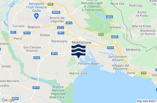 Karte der Gezeiten Fogliano, Italy