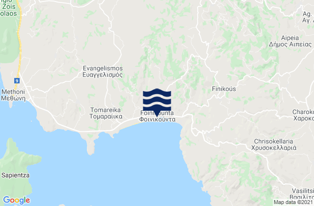 Karte der Gezeiten Foinikounta, Greece
