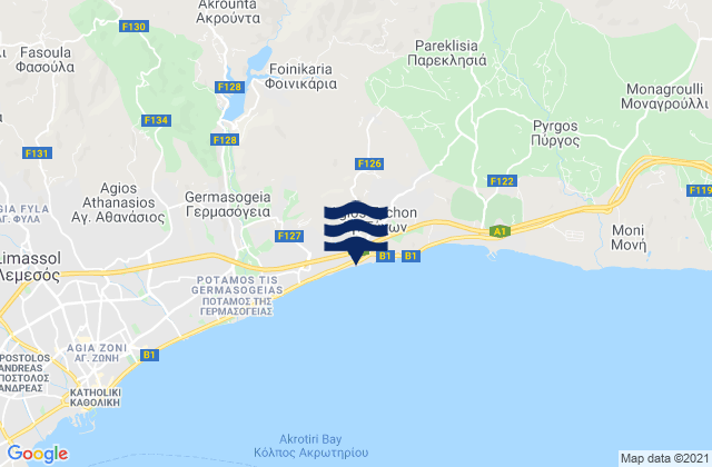 Karte der Gezeiten Foinikária, Cyprus