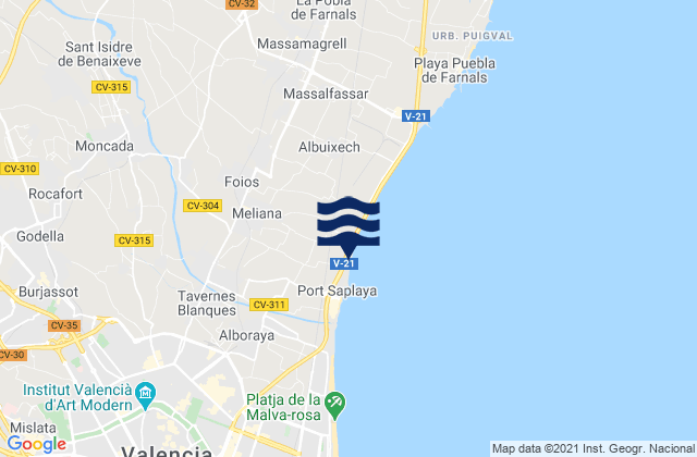 Karte der Gezeiten Foios, Spain
