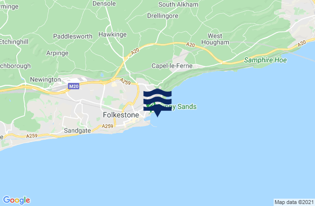 Karte der Gezeiten Folkestone Wear Bay, France