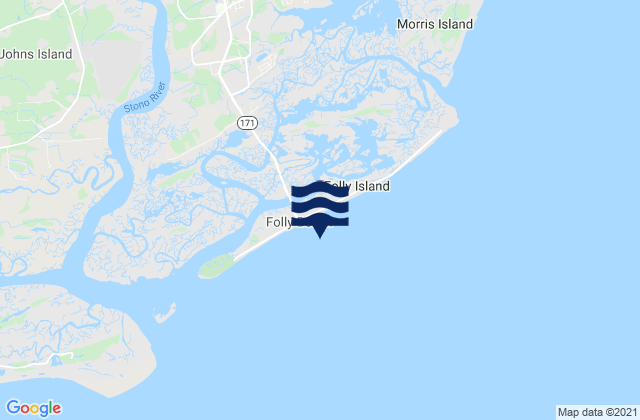 Karte der Gezeiten Folly Island (outer Coast), United States