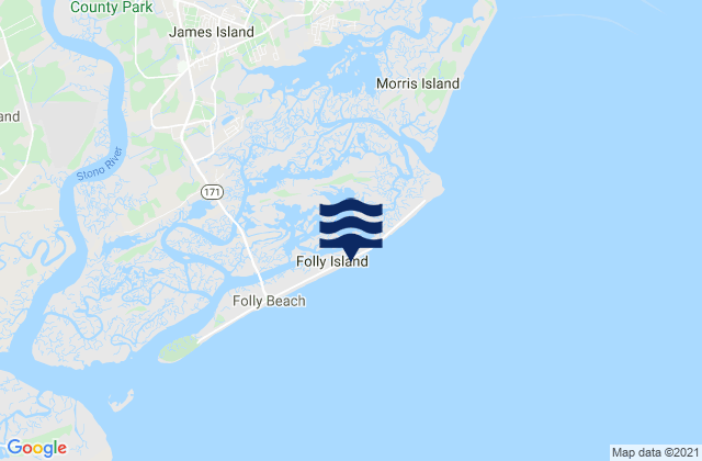 Karte der Gezeiten Folly River (North Folly Island), United States