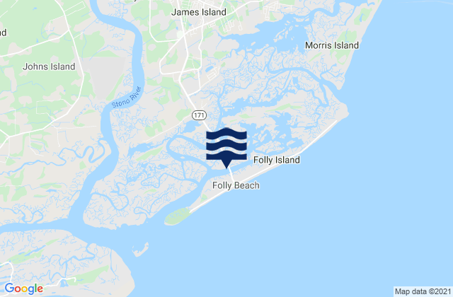 Karte der Gezeiten Folly River Bridge (Flooy Island), United States