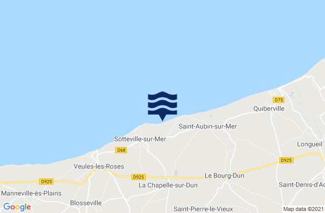 Karte der Gezeiten Fontaine-le-Dun, France