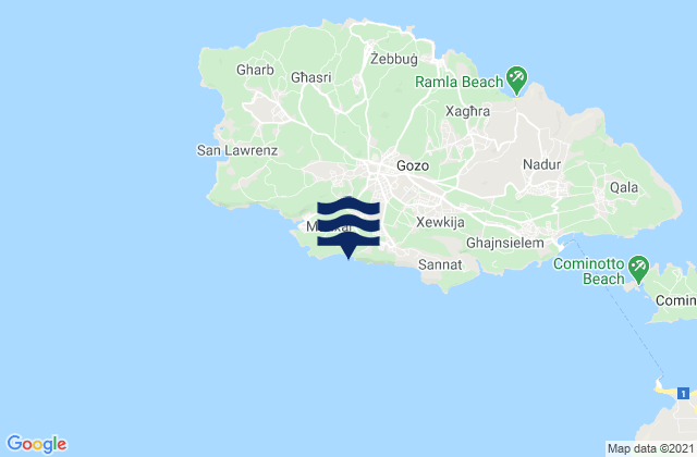 Karte der Gezeiten Fontana, Malta