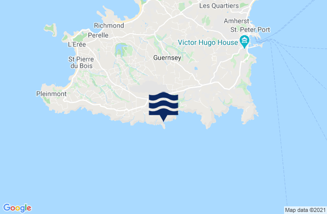 Karte der Gezeiten Forest, Guernsey