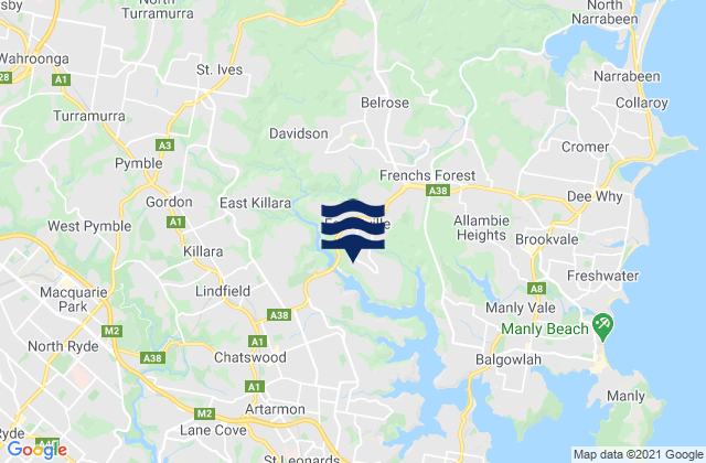 Karte der Gezeiten Forestville, Australia