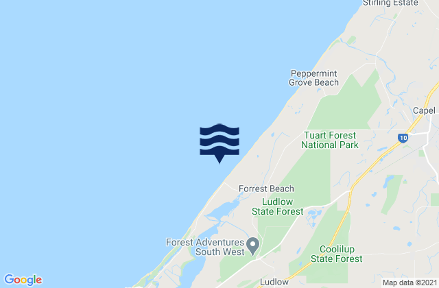 Karte der Gezeiten Forrest Beach, Australia