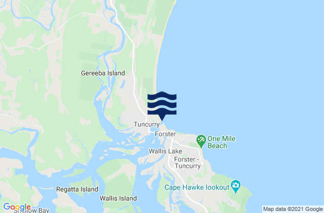 Karte der Gezeiten Forster Beach, Australia