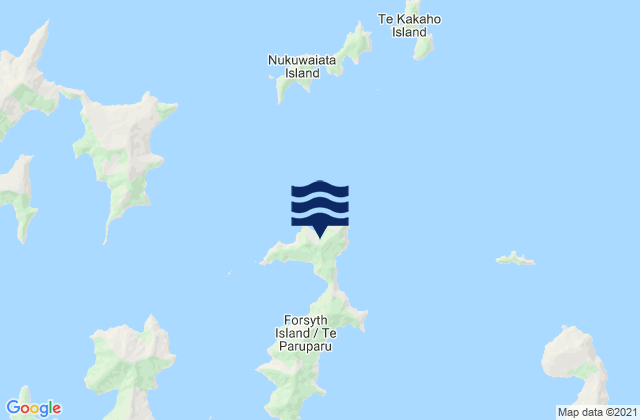 Karte der Gezeiten Forsyth Island (Te Paruparu), New Zealand