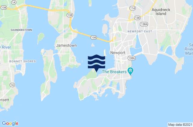 Karte der Gezeiten Fort Adams Beach, United States