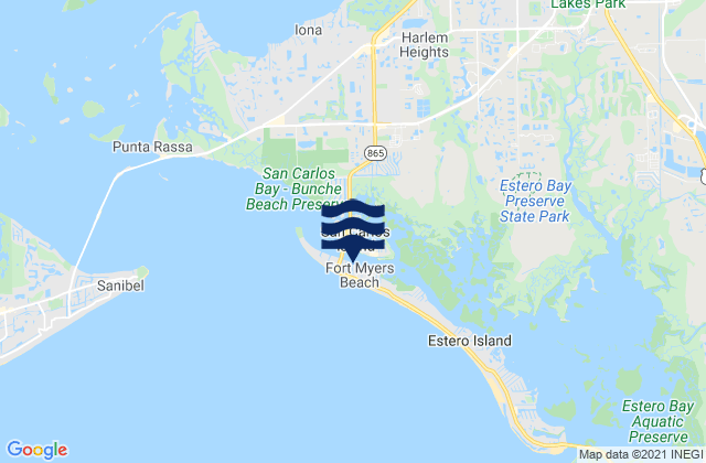 Karte der Gezeiten Fort Myers Beach, United States