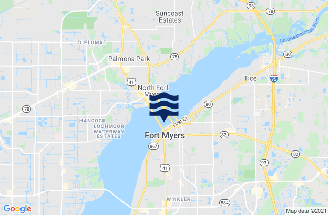 Karte der Gezeiten Fort Myers Caloosahatchee River, United States