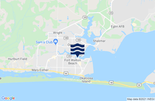 Karte der Gezeiten Fort Walton Beach, United States