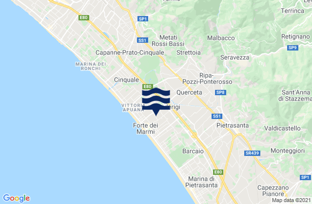 Karte der Gezeiten Forte dei Marmi, Italy