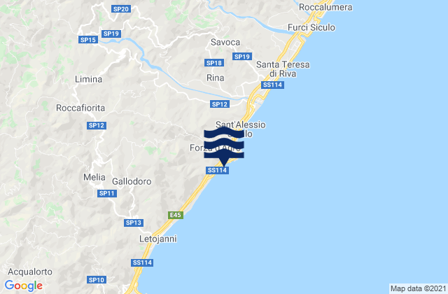 Karte der Gezeiten Forza d'Agrò, Italy