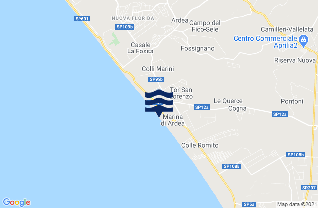Karte der Gezeiten Fossignano, Italy