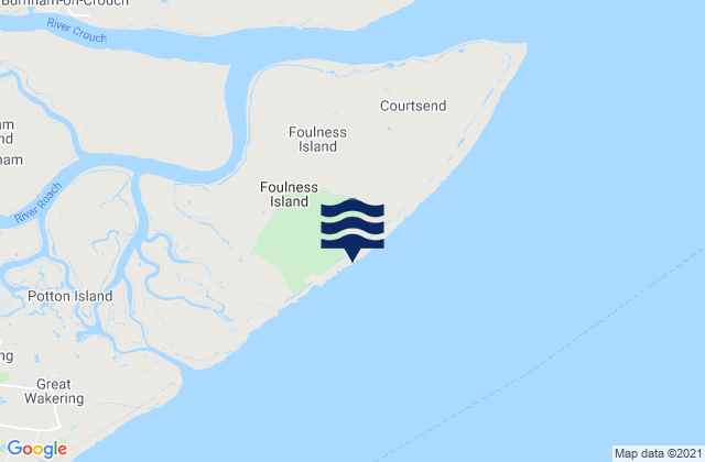 Karte der Gezeiten Foulness Island, United Kingdom