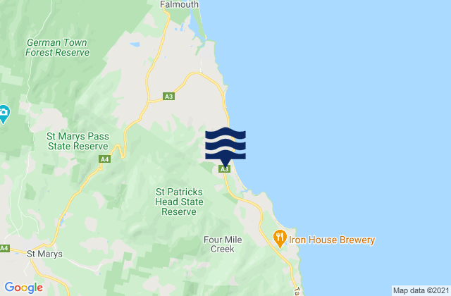 Karte der Gezeiten Four Mile Creek Beach, Australia