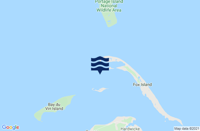 Karte der Gezeiten Fox Island (Miramich), Canada