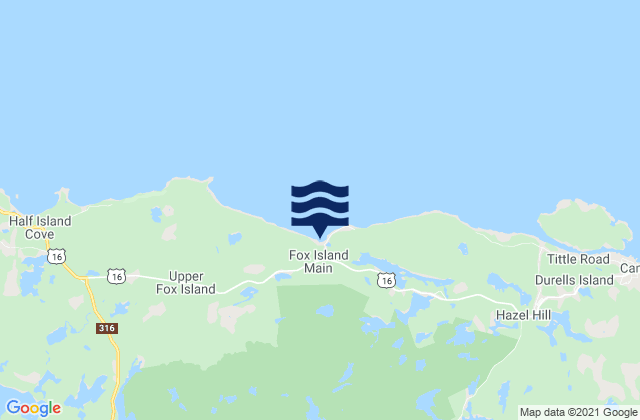 Karte der Gezeiten Fox Island, Canada