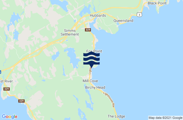 Karte der Gezeiten Fox Point Beach, Canada