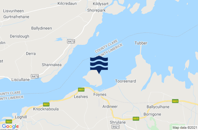 Karte der Gezeiten Foynes Island, Ireland