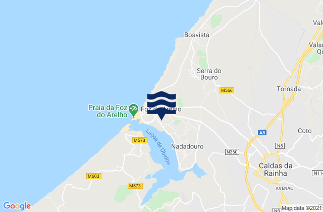 Karte der Gezeiten Foz do Arelho, Portugal