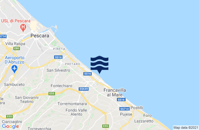 Karte der Gezeiten Francavilla al Mare, Italy
