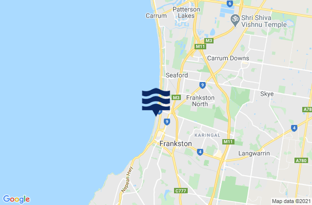 Karte der Gezeiten Frankston East, Australia