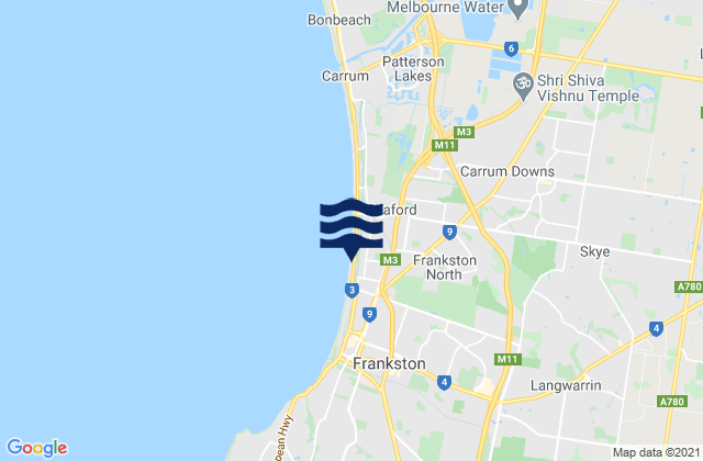 Karte der Gezeiten Frankston, Australia