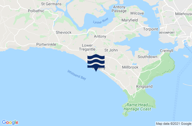 Karte der Gezeiten Freathy Beach, United Kingdom