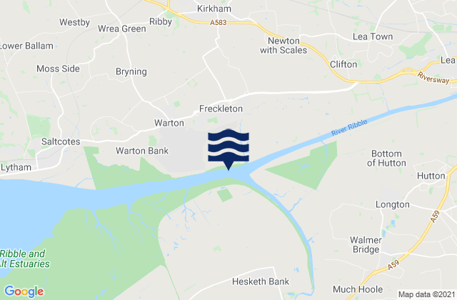 Karte der Gezeiten Freckleton, United Kingdom