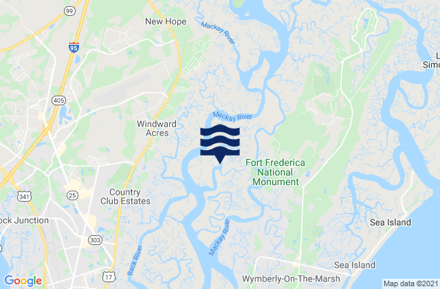 Karte der Gezeiten Frederica River, United States