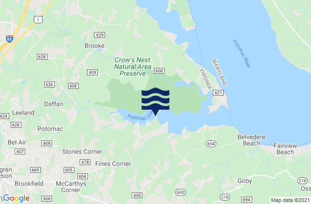 Karte der Gezeiten Fredericksburg Rappahannock River, United States