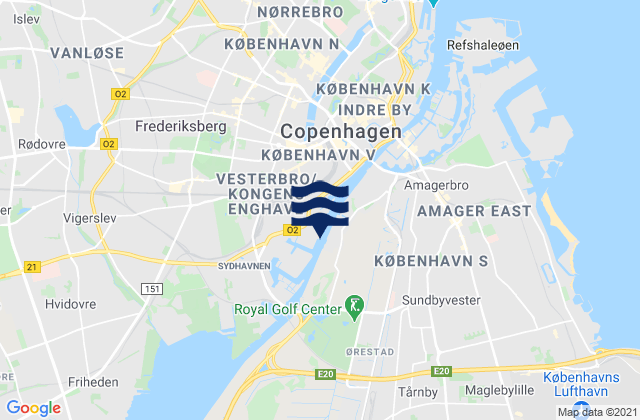 Karte der Gezeiten Frederiksberg, Denmark