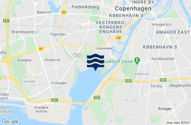 Karte der Gezeiten Frederiksberg Kommune, Denmark