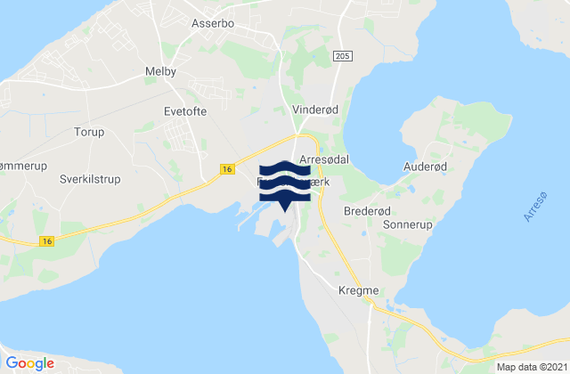 Karte der Gezeiten Frederiksværk, Denmark