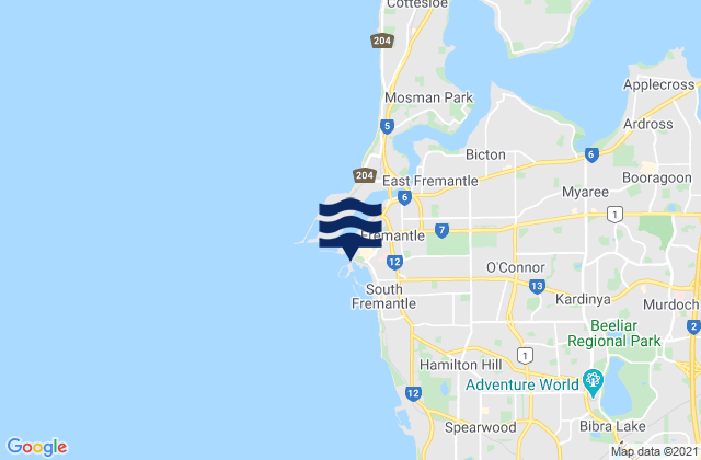 Karte der Gezeiten Fremantle, Australia