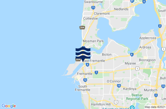Karte der Gezeiten Fremantle, Australia