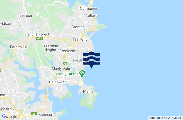 Karte der Gezeiten Freshwater Beach, Australia