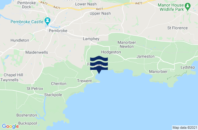 Karte der Gezeiten Freshwater East Beach, United Kingdom
