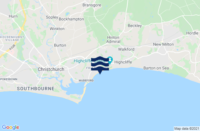 Karte der Gezeiten Friars Cliff Beach, United Kingdom