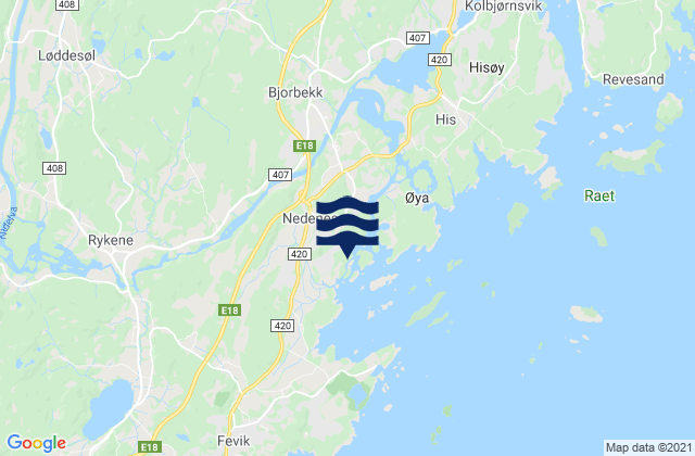 Karte der Gezeiten Froland, Norway